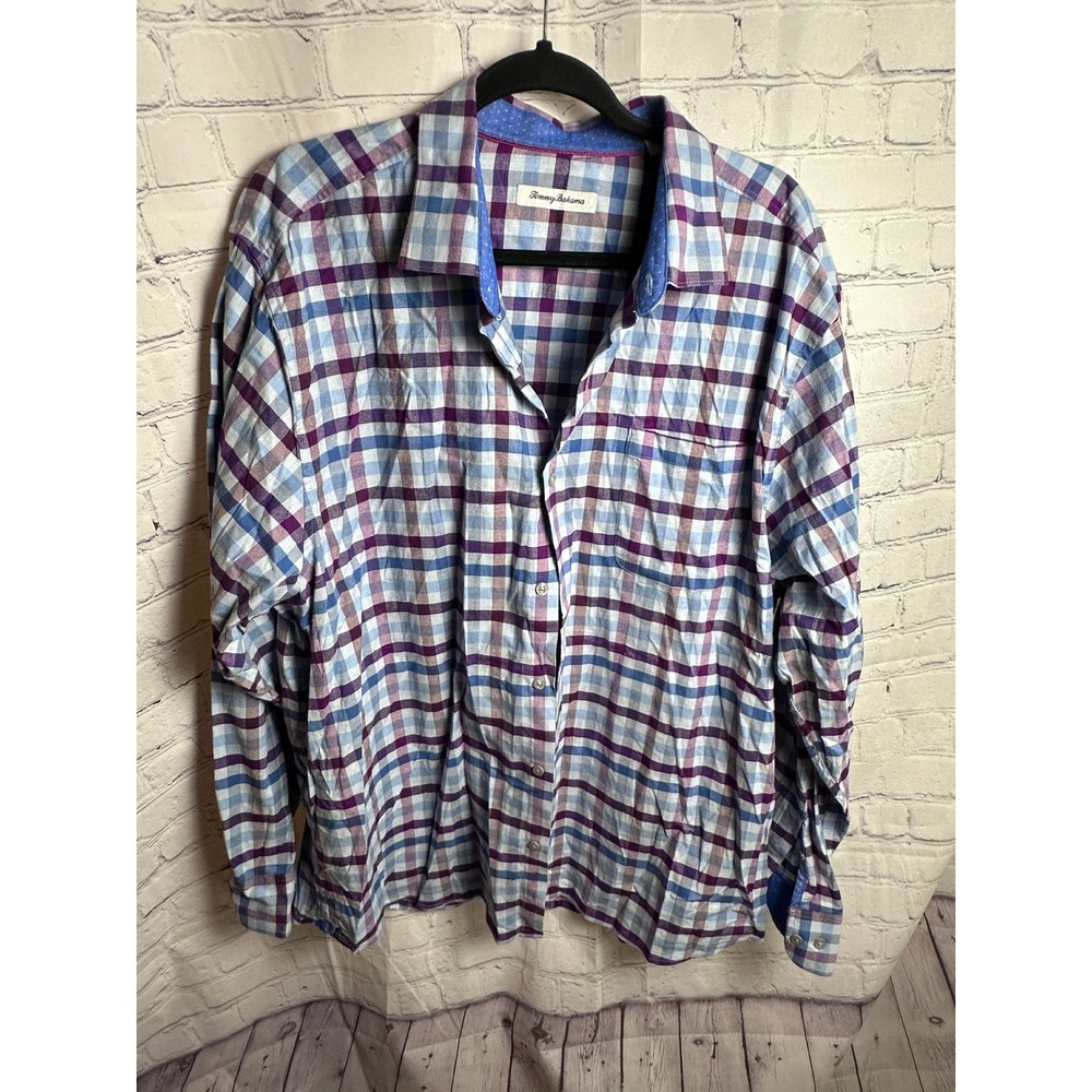 Tommy Bahama Plaid Button Down Shirt Long Sleeve Casual‎ XL